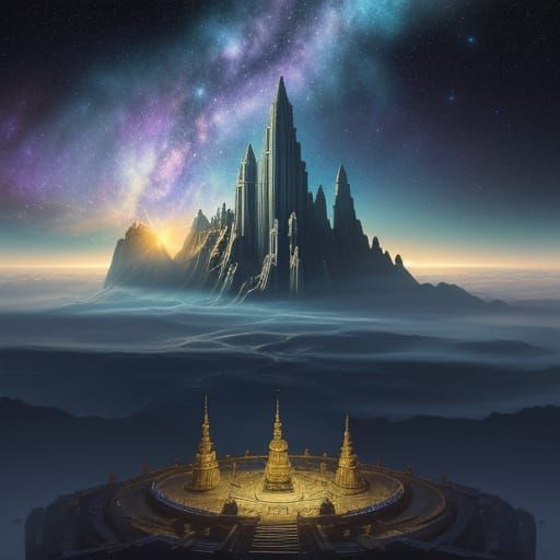 Ethereal Temple Complex in Crystal Mountains