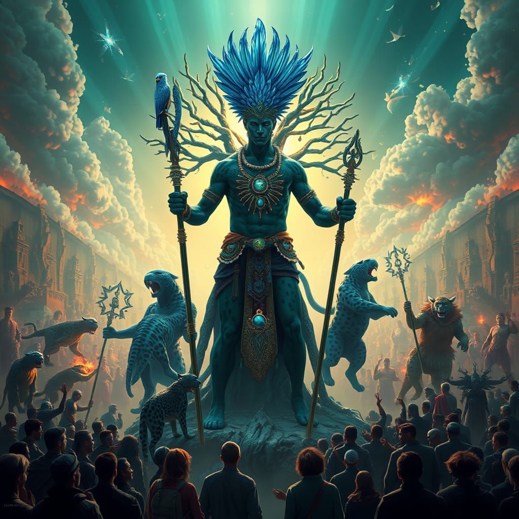 Leopard Shaman in Dreamlike Celestial City