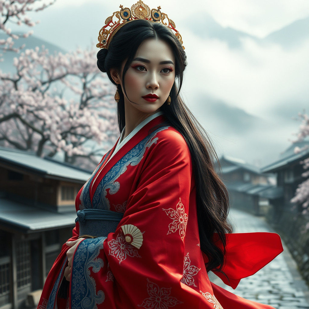 Queen Himiko in Traditional Japanese Setting