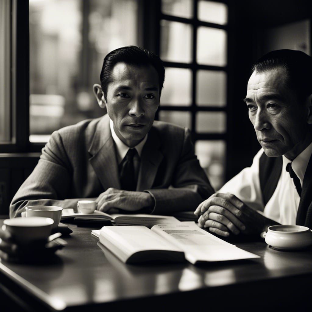 Vintage Cafe Portrait of Two Intellectuals