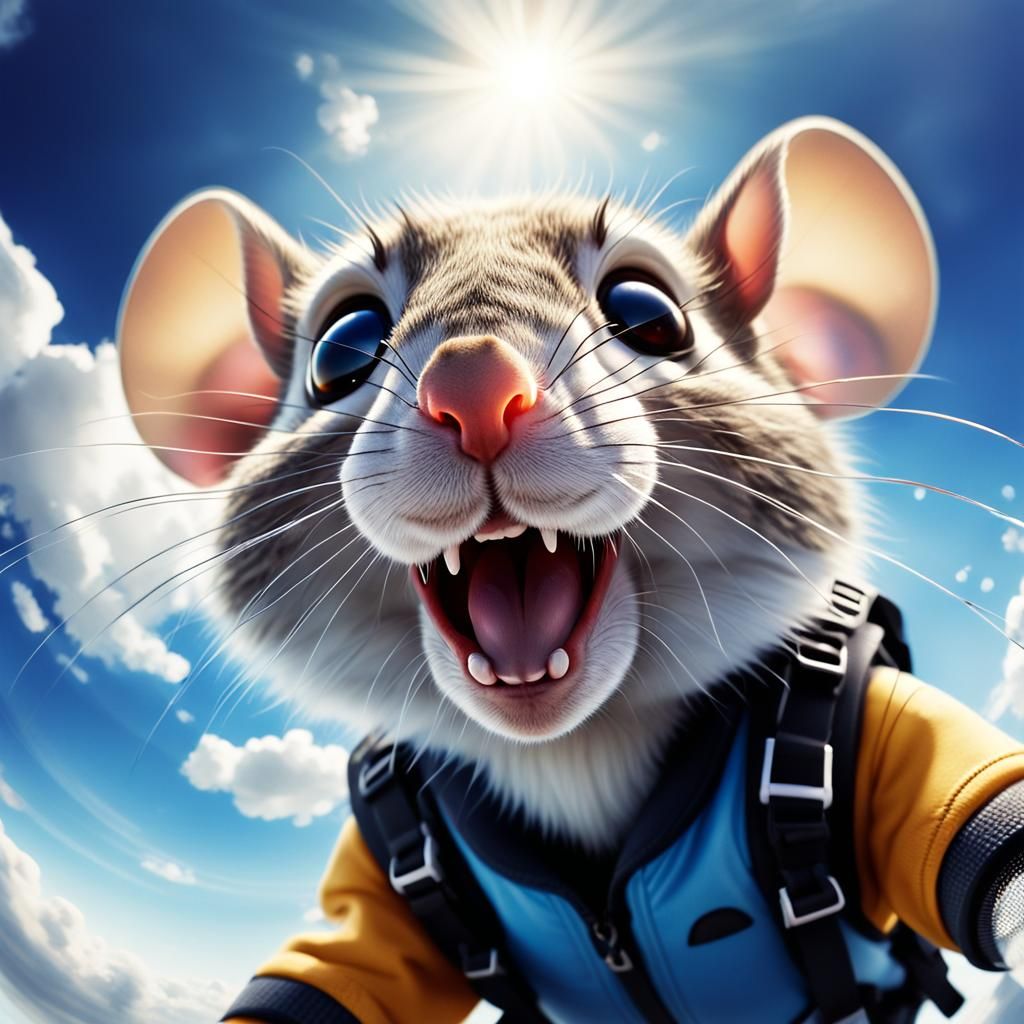 Mouse Skydiver in Extreme Close-up Concept Art