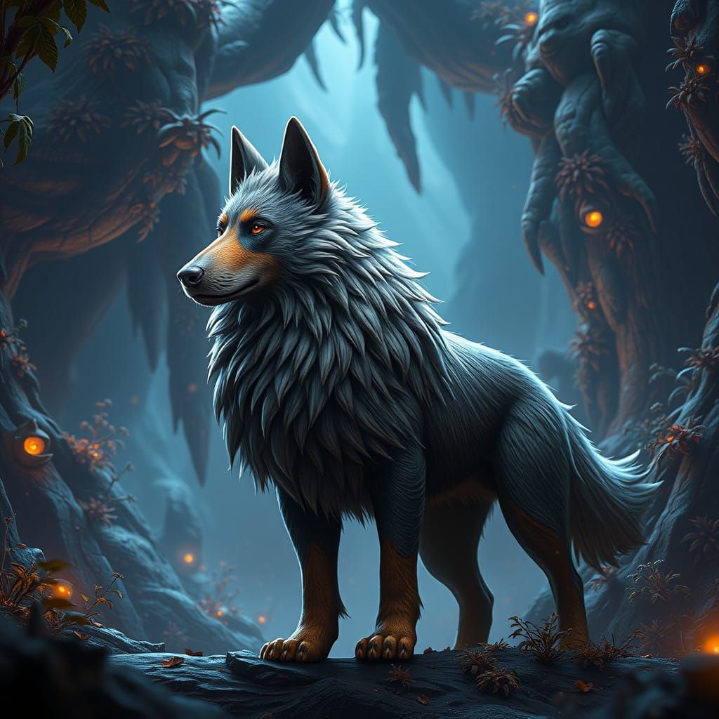 Majestic Sigma Doggy in Whimsical Fantasy Realm