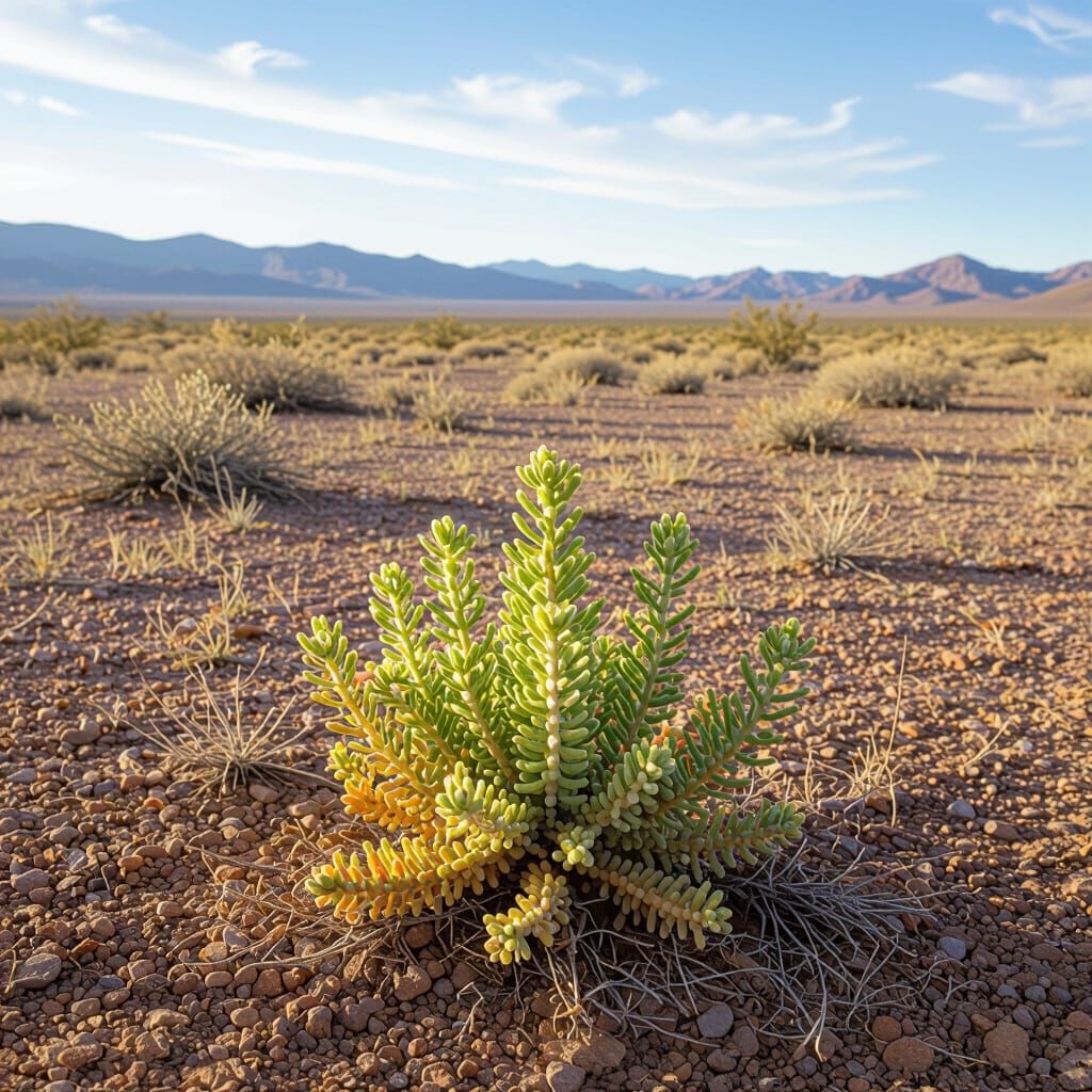Solitary Plant Thrives in Serene Natural Landscape