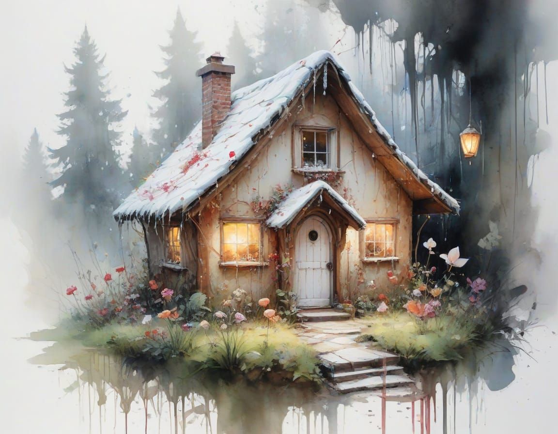 Hansel and Gretel's Sugary Maze: Watercolor Painting