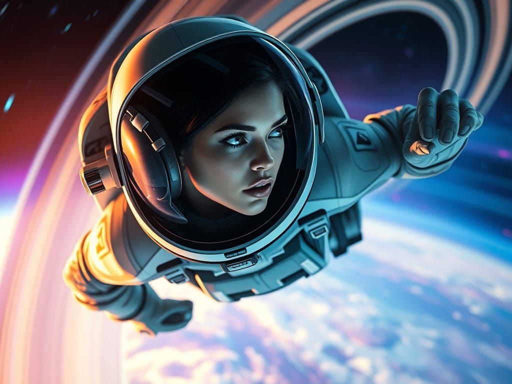 Ethereal Astronaut in Saturn's Rings