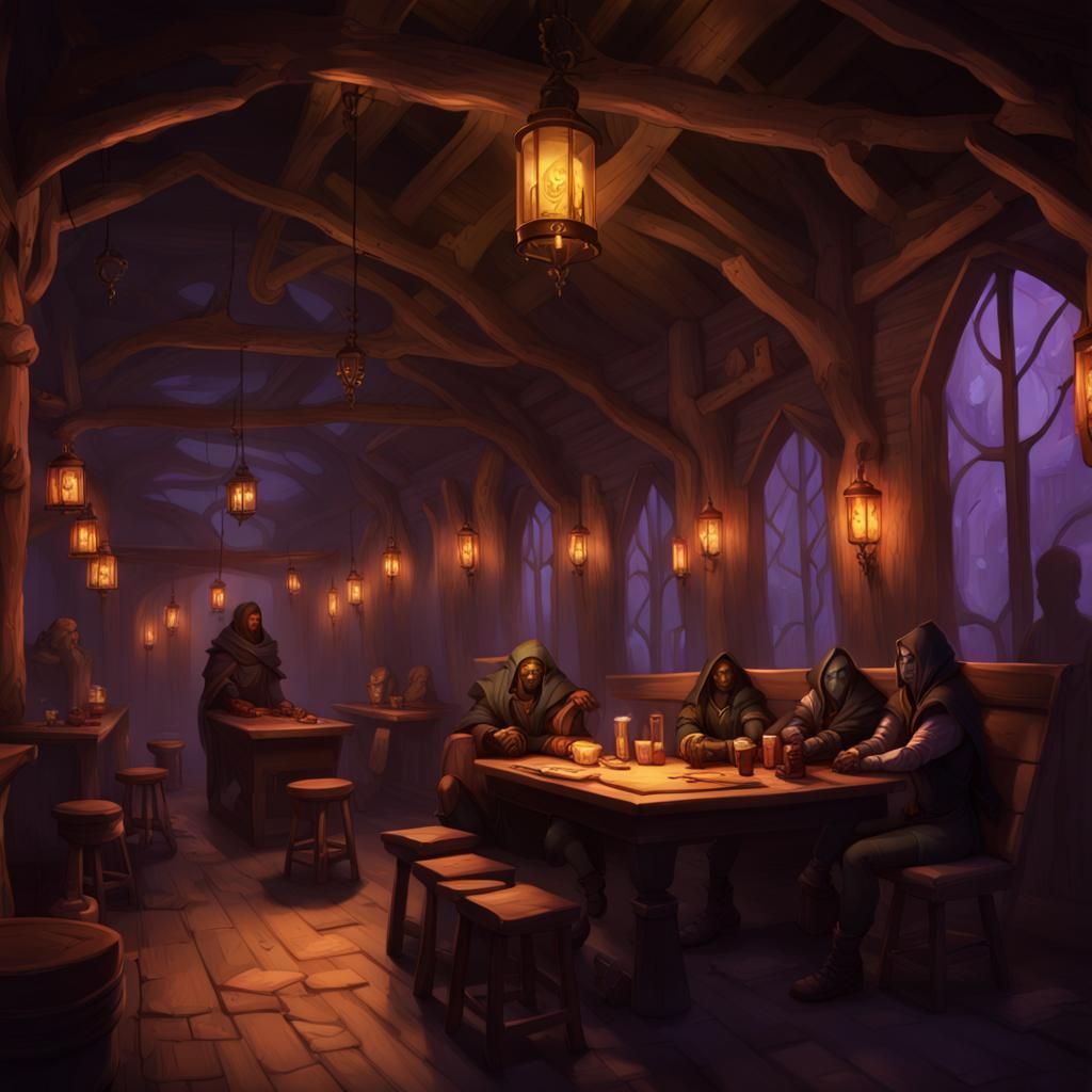 One Eyed Jax Tavern Interior: Drow Fantasy Digital Art