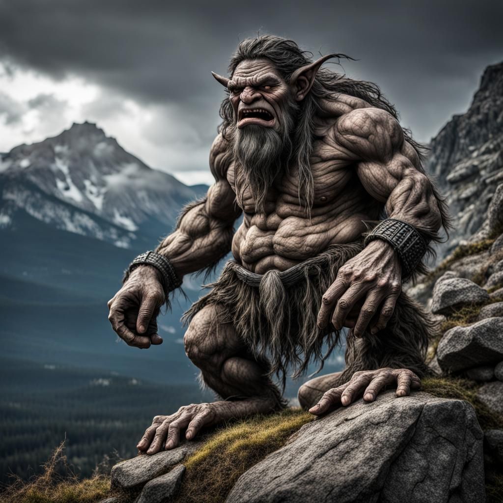 Hyperrealistic Mountain Troll in Cinematic Style