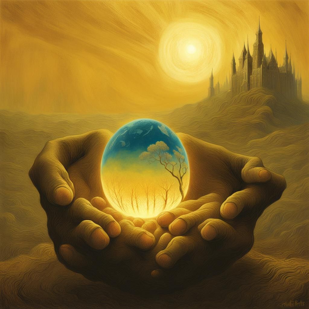 Glowing Earth Held in Gentle Hands