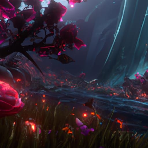 Fantastical Flores: Detailed Matte Painting in Deep Color