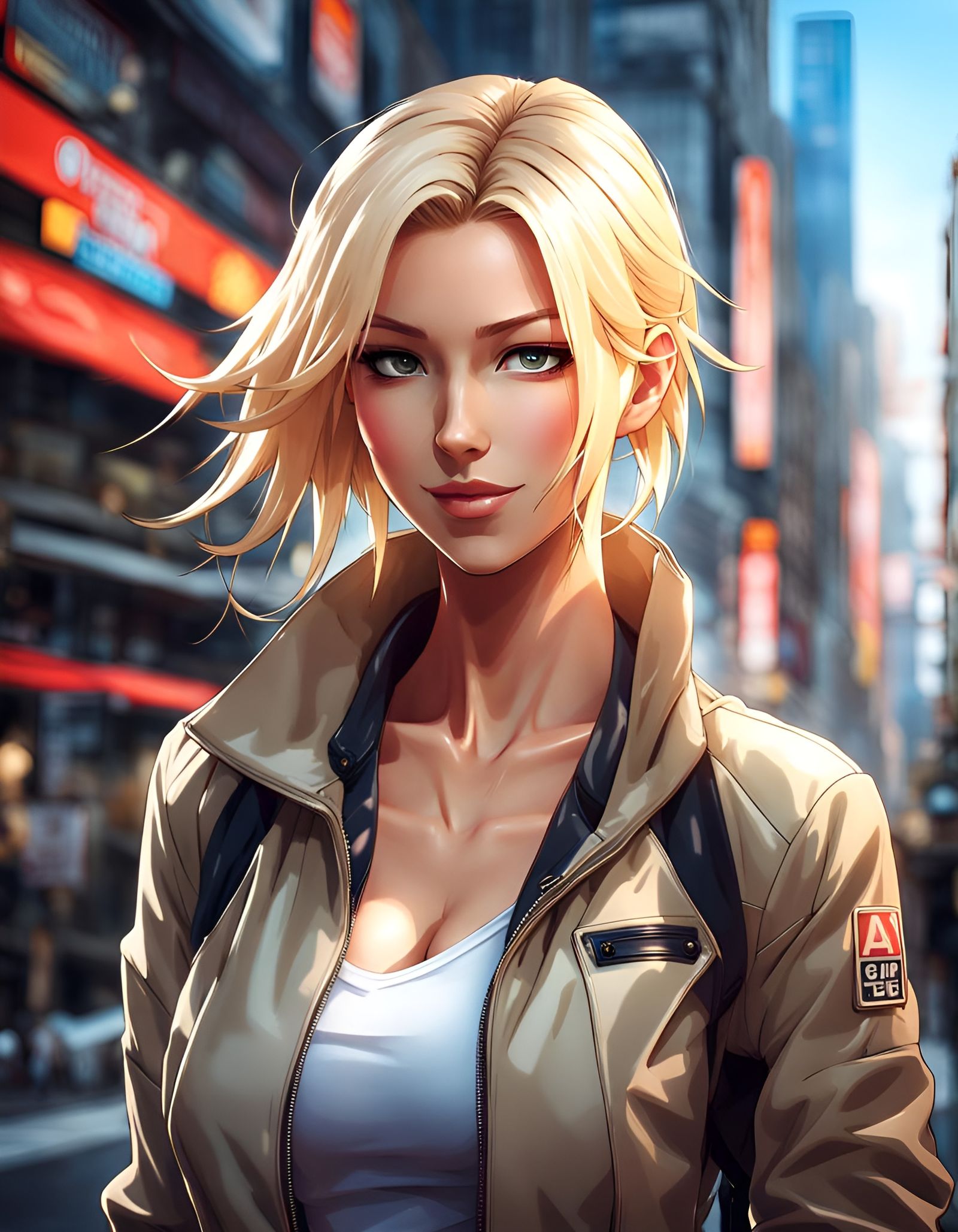 Anime Portrait of a Beautiful Blonde Woman
