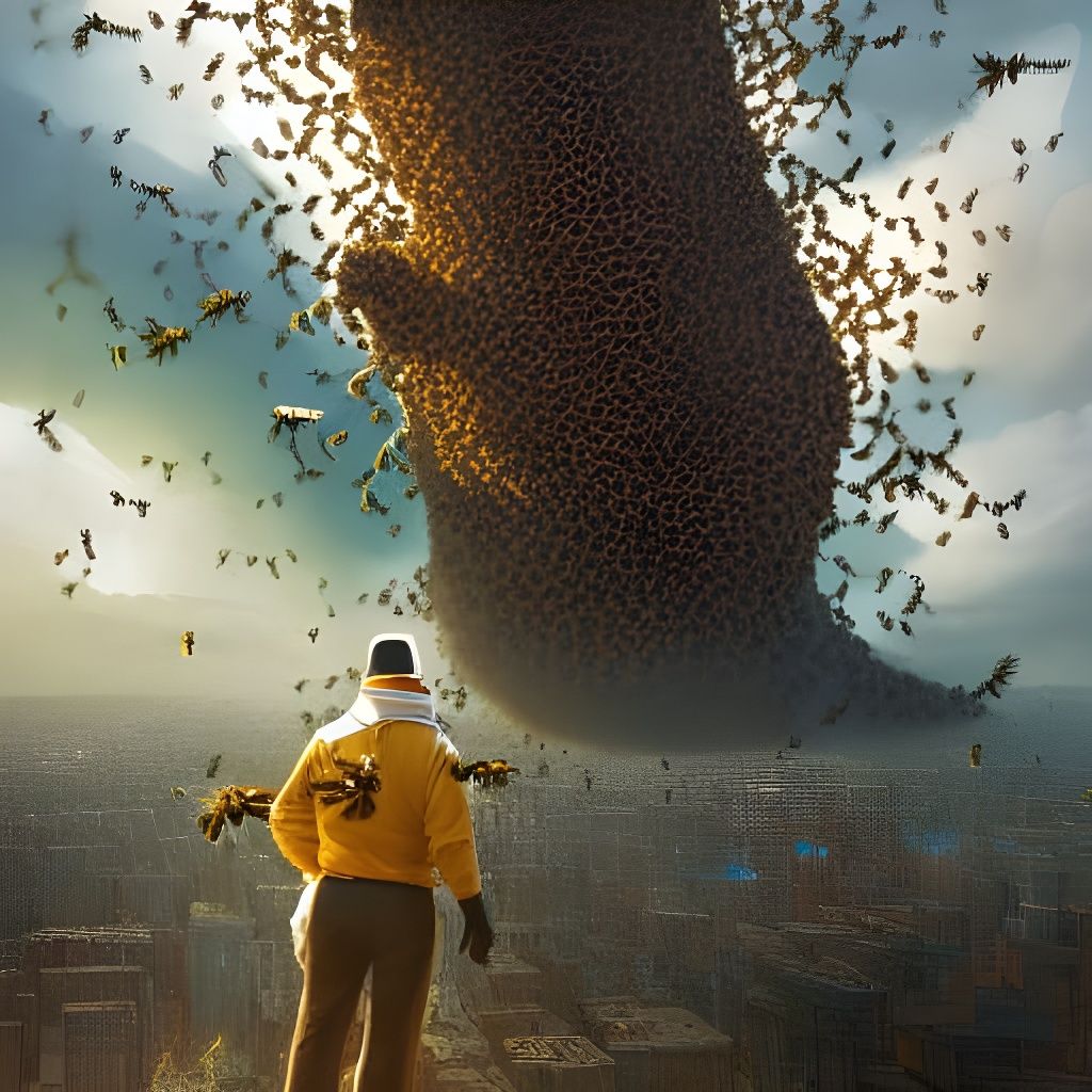 Bees Swarming Businessman: Hyperdetailed Fantasy Art