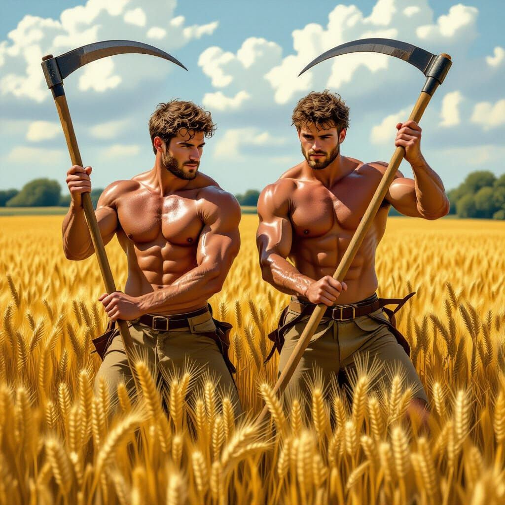 Golden Wheatfield Harvest in Hyperrealistic Style