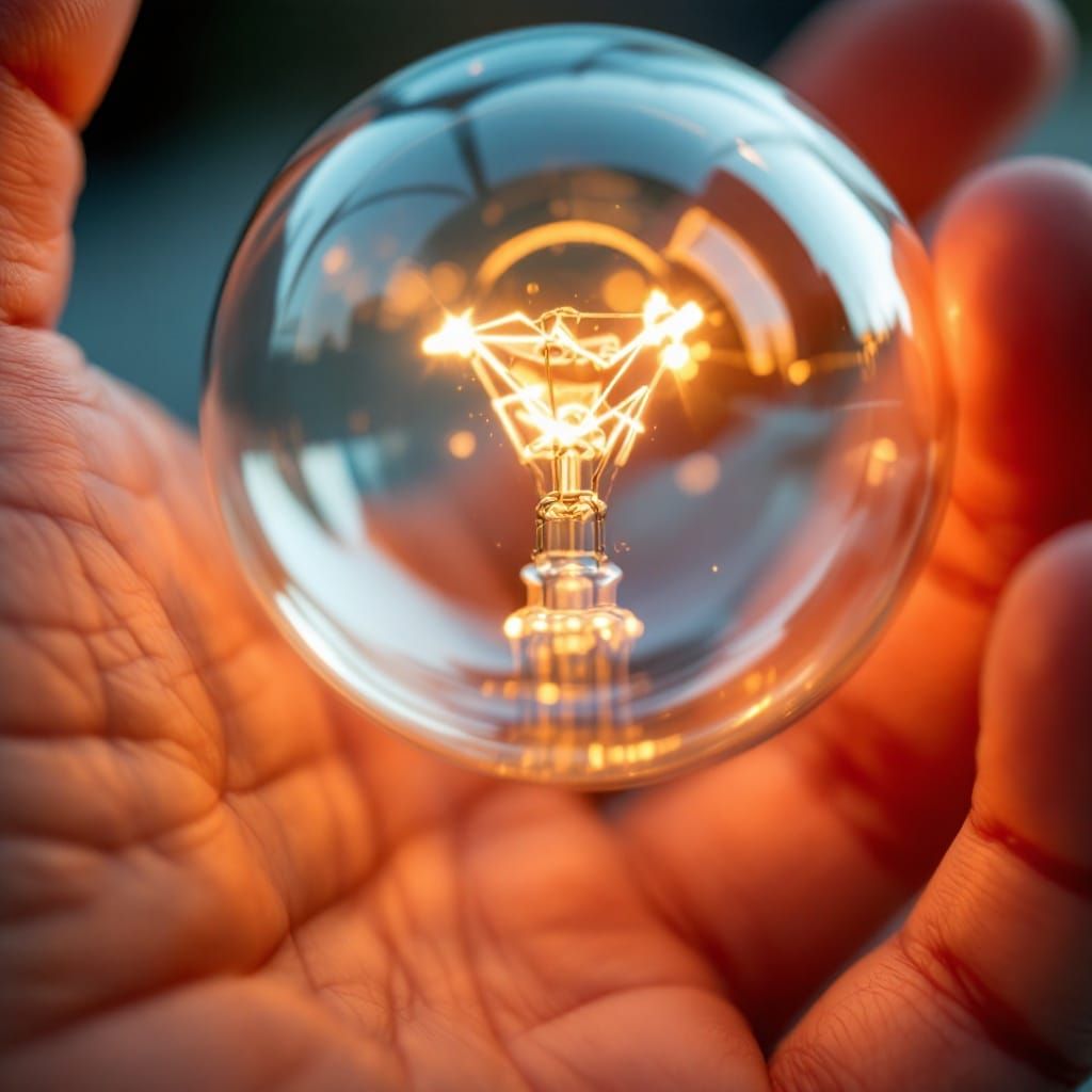 Softly Cradling a Radiant Incandescent Orb