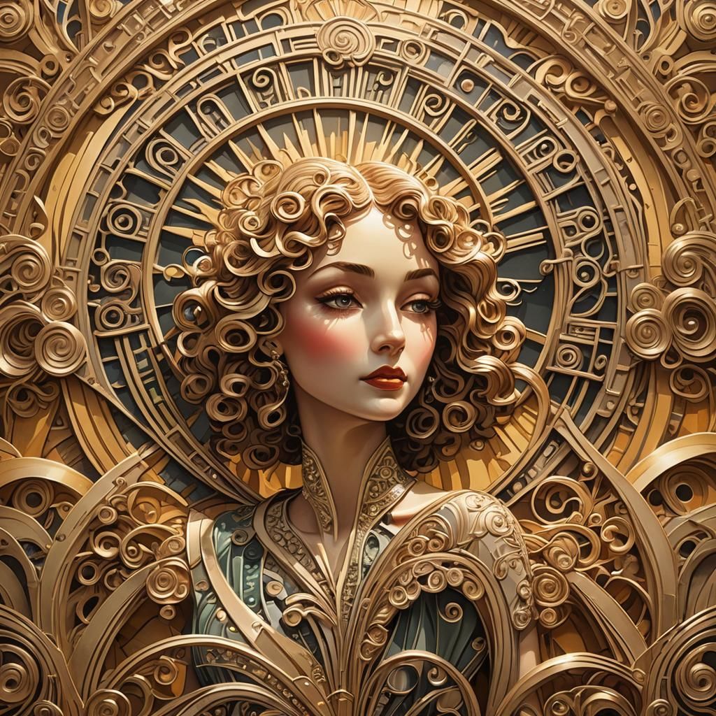 Art Deco Curls with Sunshine Rays