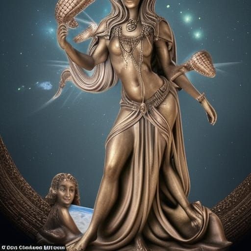 Otherworldly Goddess Statue in Fifth Dimension Portal