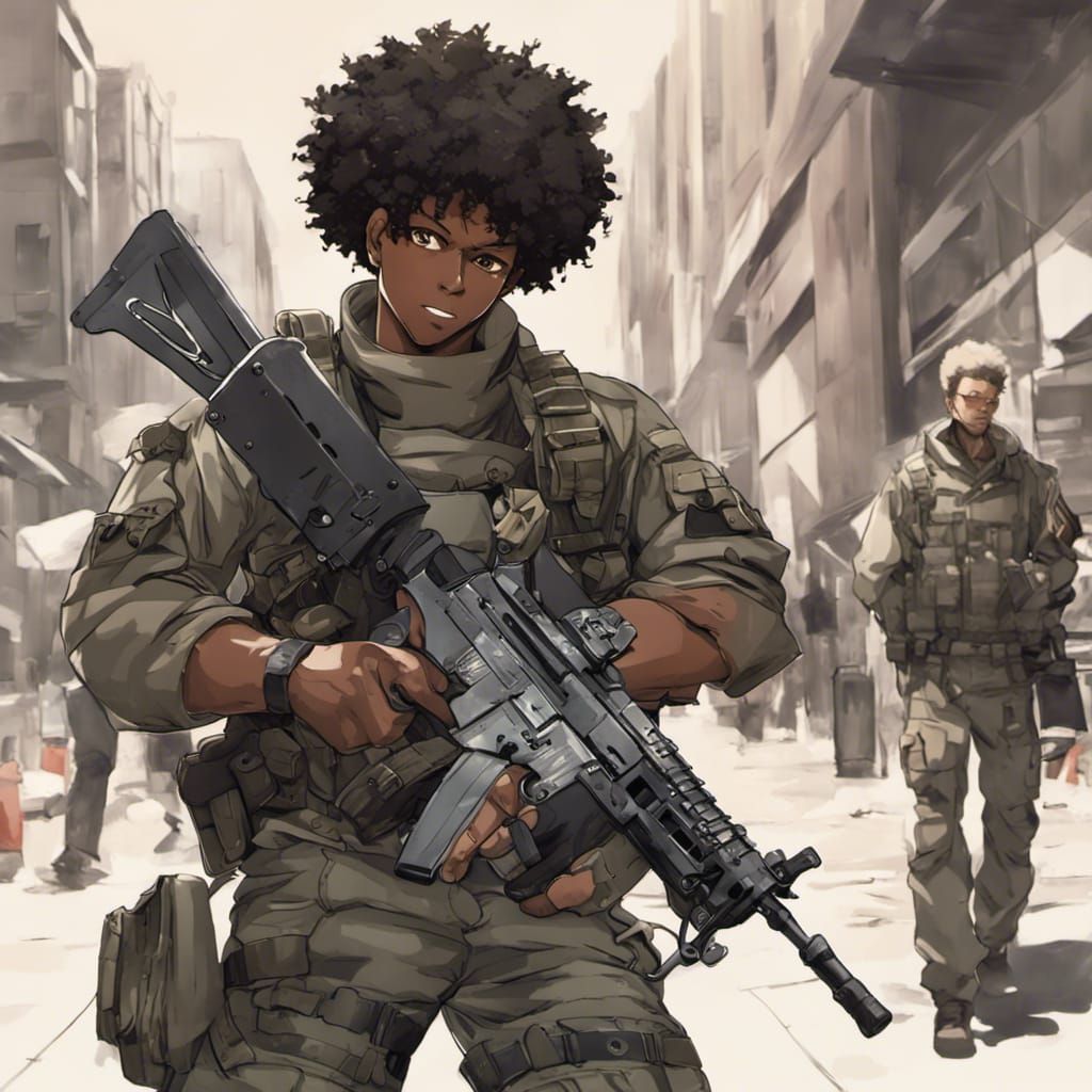 Armed Young Man in Anime Style Street Gear