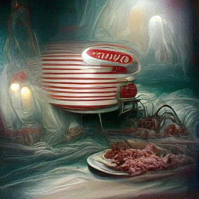 Horror 1950s Diner in Gustave Doré Style