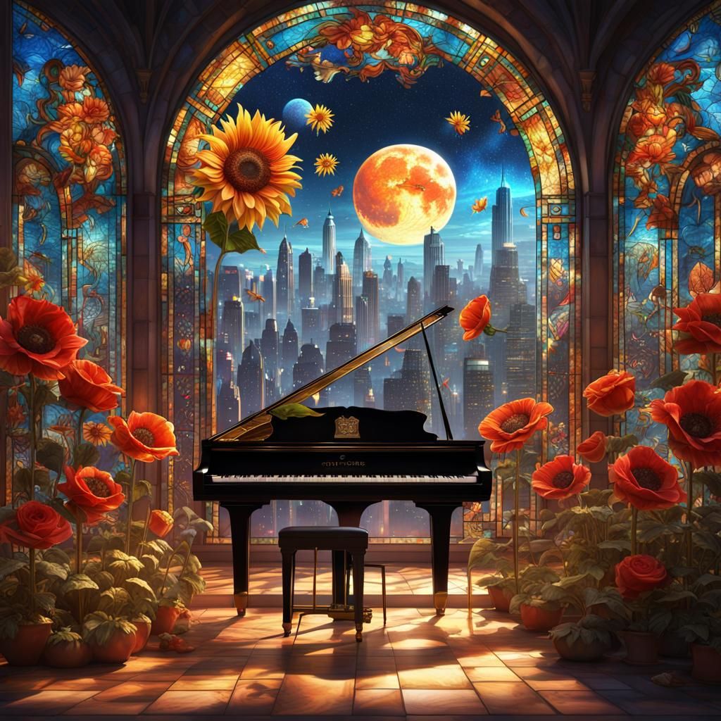 City of Stars: 3D Stained Glass Rose with Music