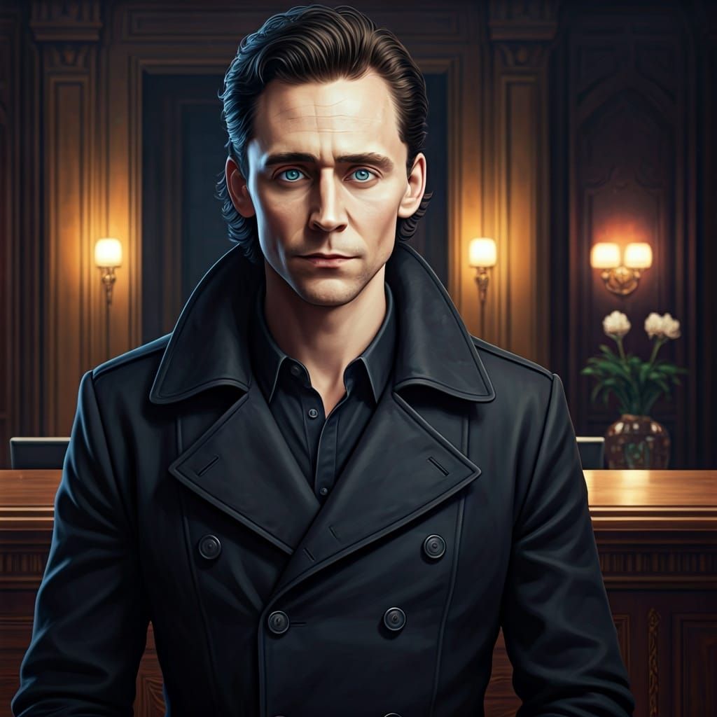 Handsome Man with Blue Eyes in Hotel Lobby