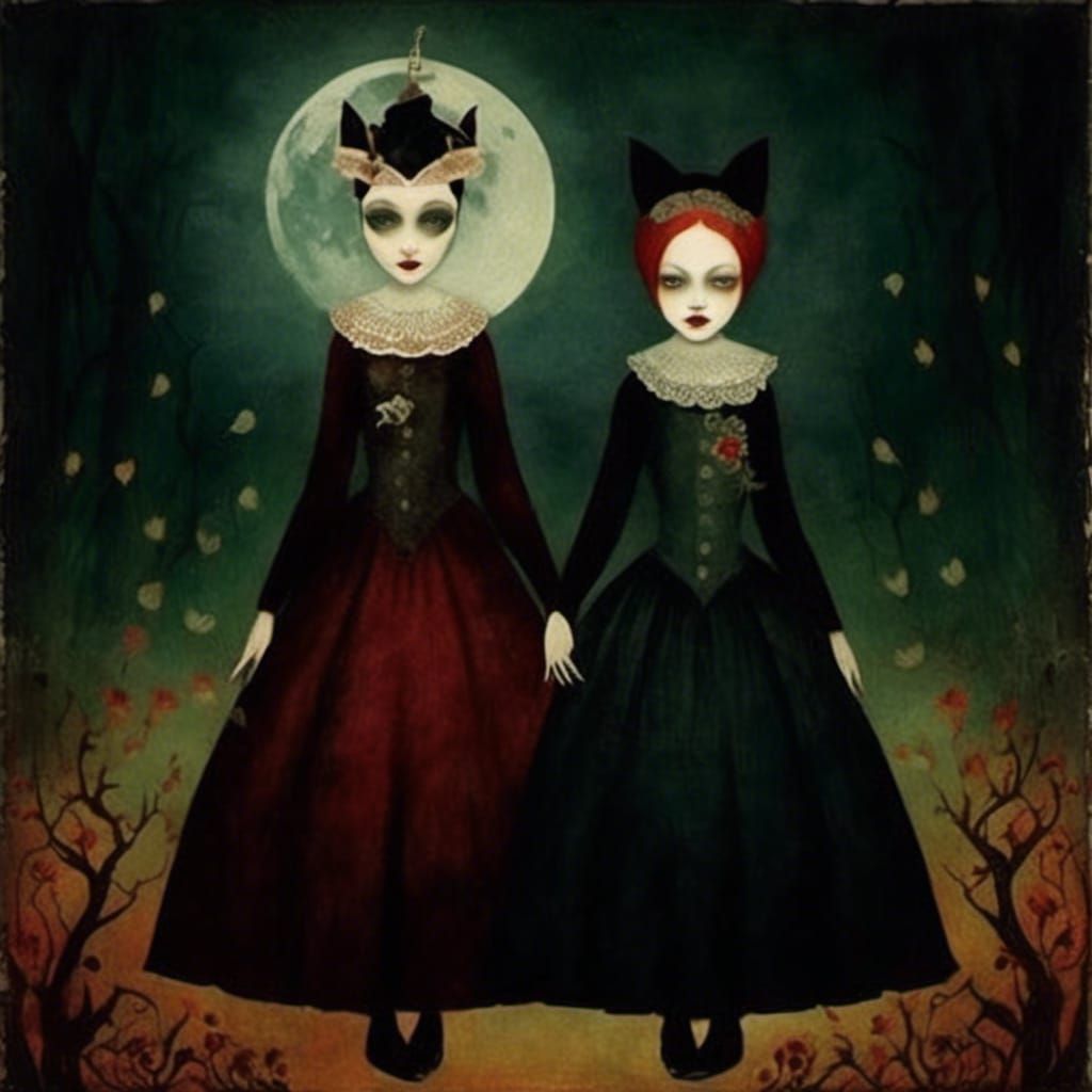 Dark Fantasy Cartoon Image in Light and Shadow