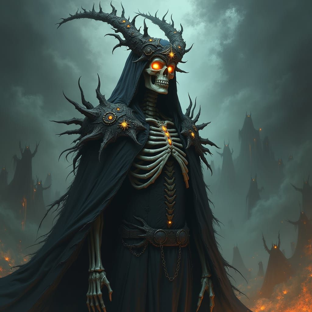Regal Skeleton King in Dark Fantasy Style