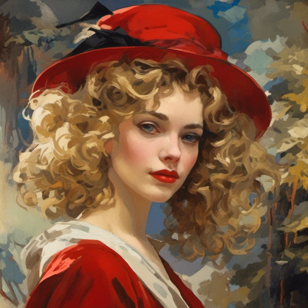 1930s Con Artist With Golden Curls, in Film Noir Style