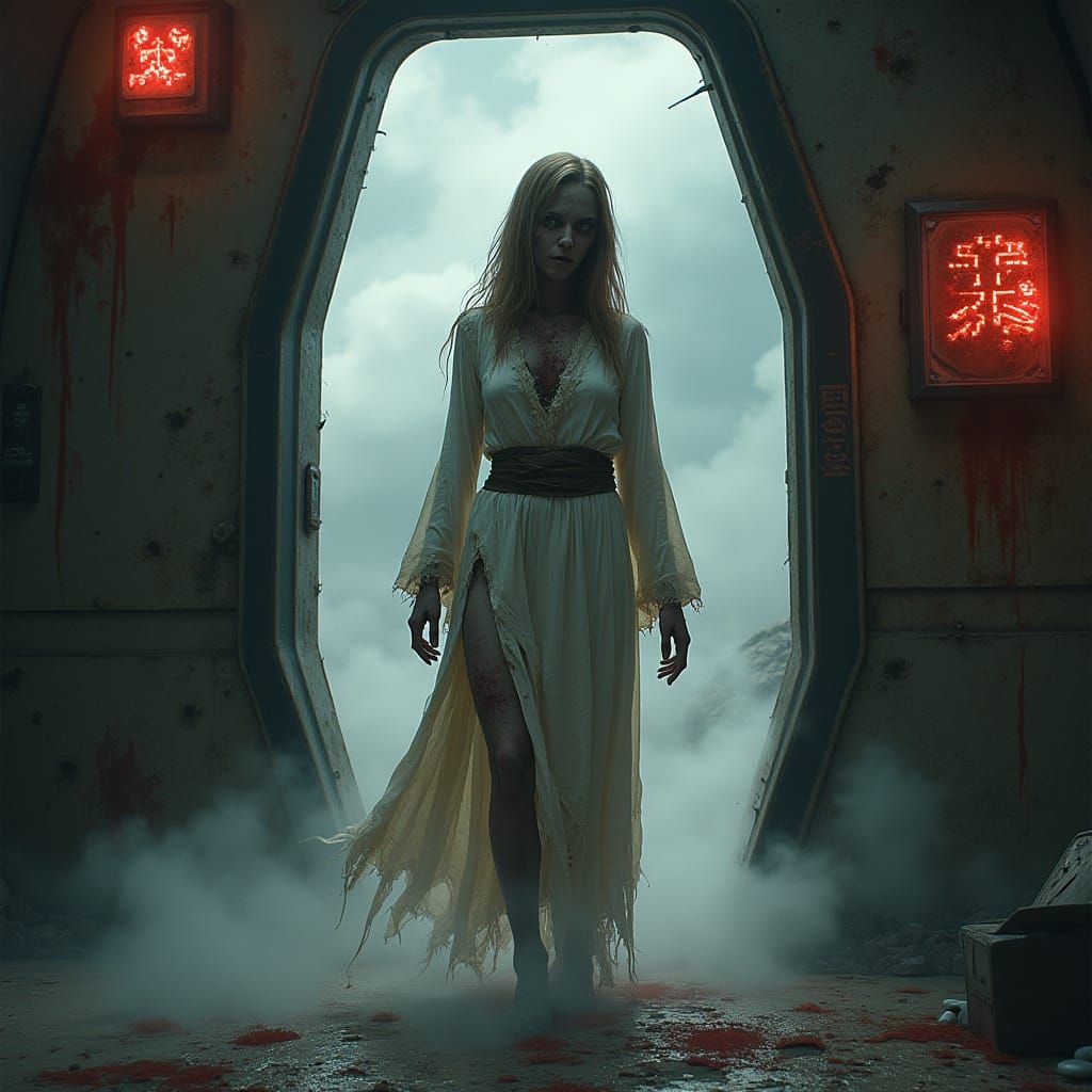 Surreal Zombie Girl in Star Wars-Inspired Spaceshuttle Crash