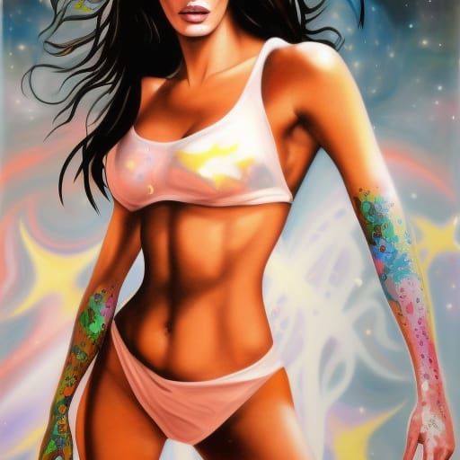 Megan Fox as Space Goddess in Graffiti Art