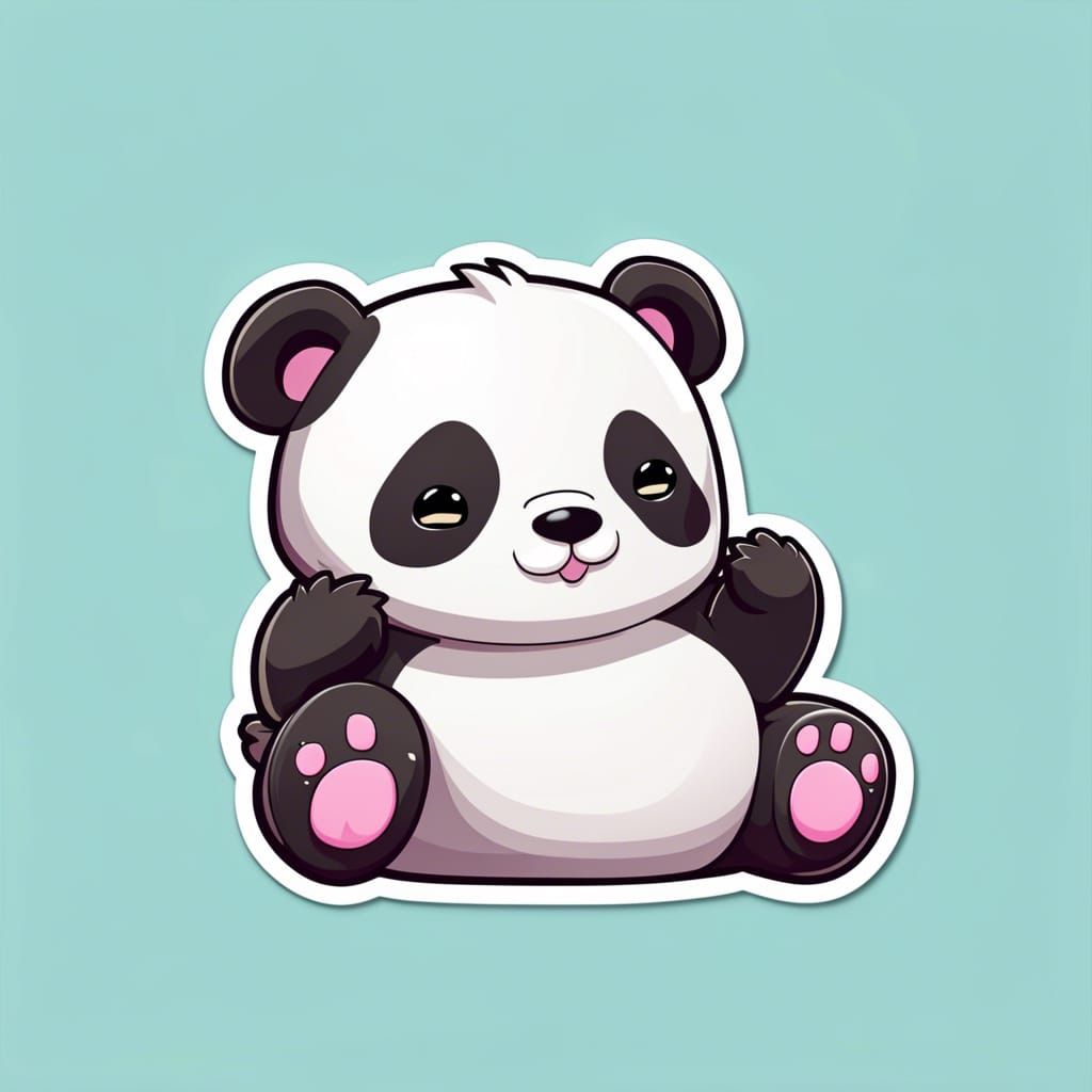 Kawaii Lazy Panda Sticker Design