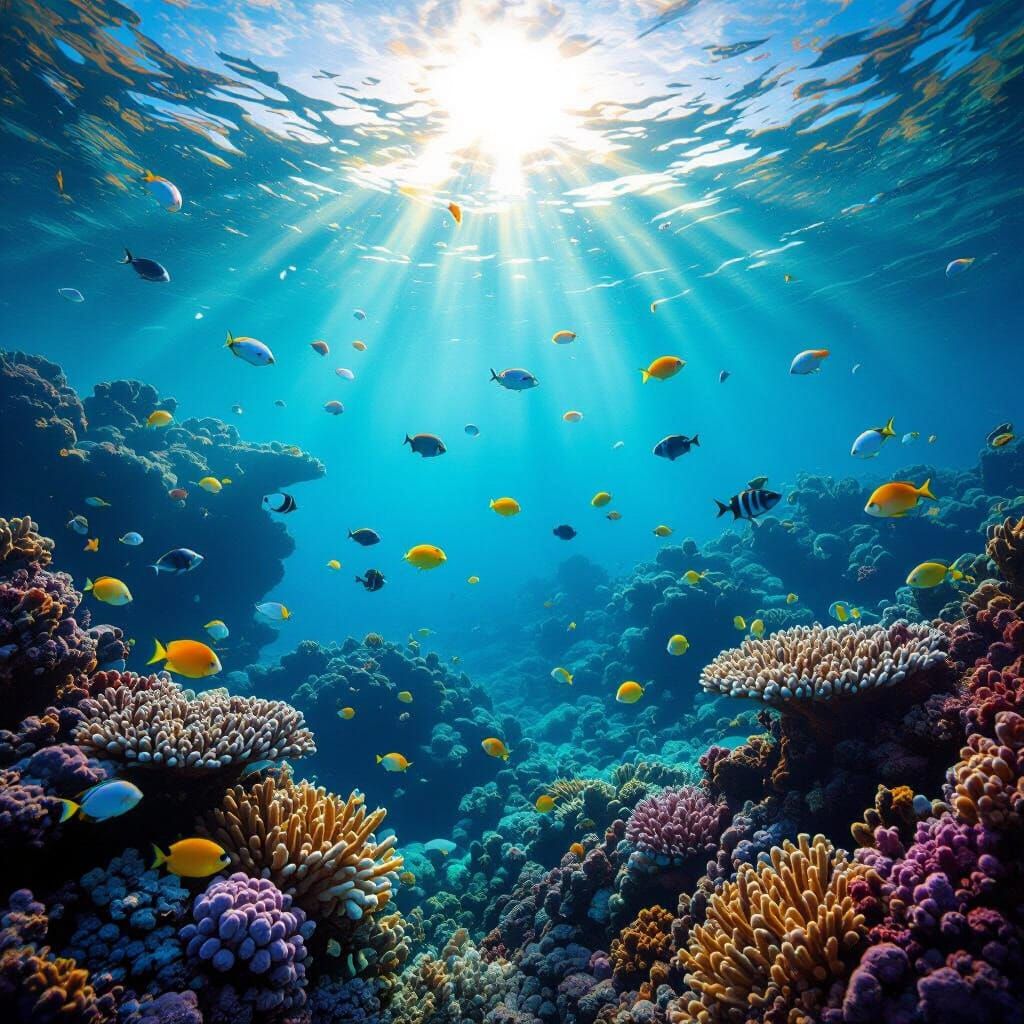Vibrant Underwater Coral Reef with Marine Life