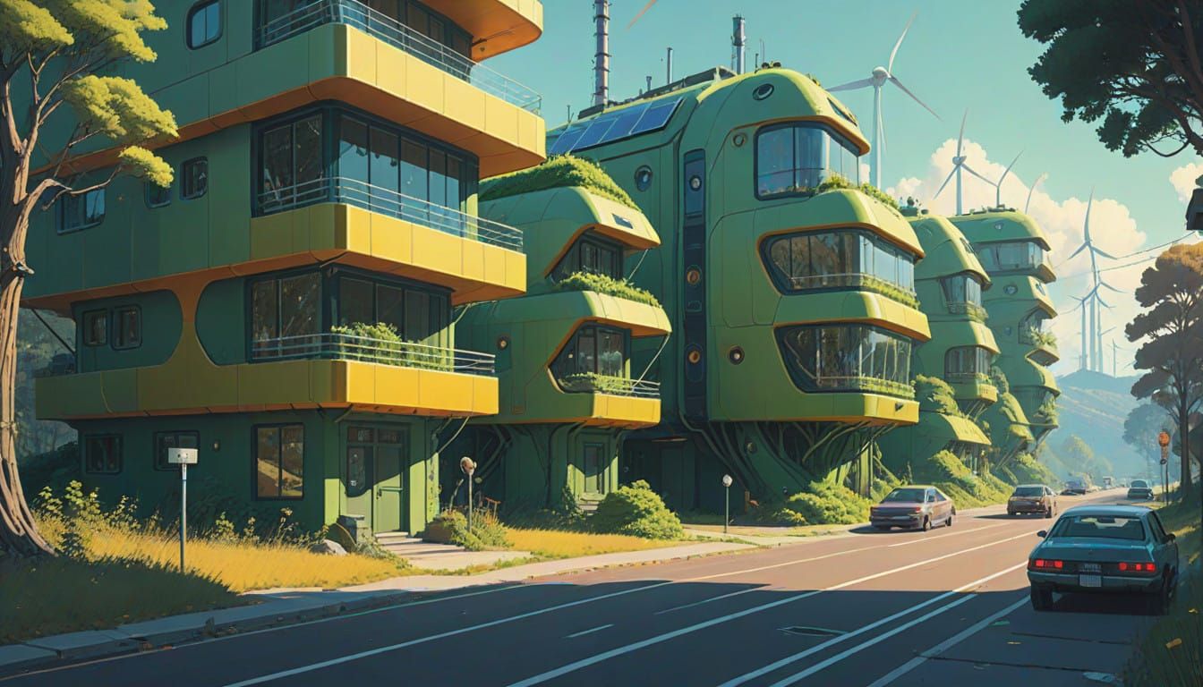 Sustainable Futuristic Cityscapes in Solarpunk Style