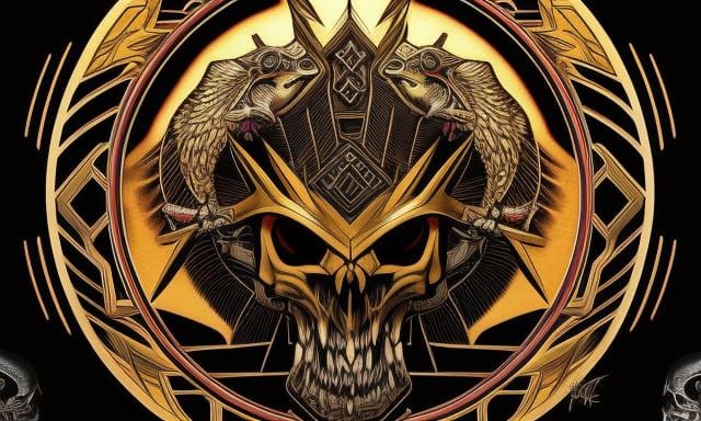 Double-Headed Eagle Skull Emblem in Comic Book Style