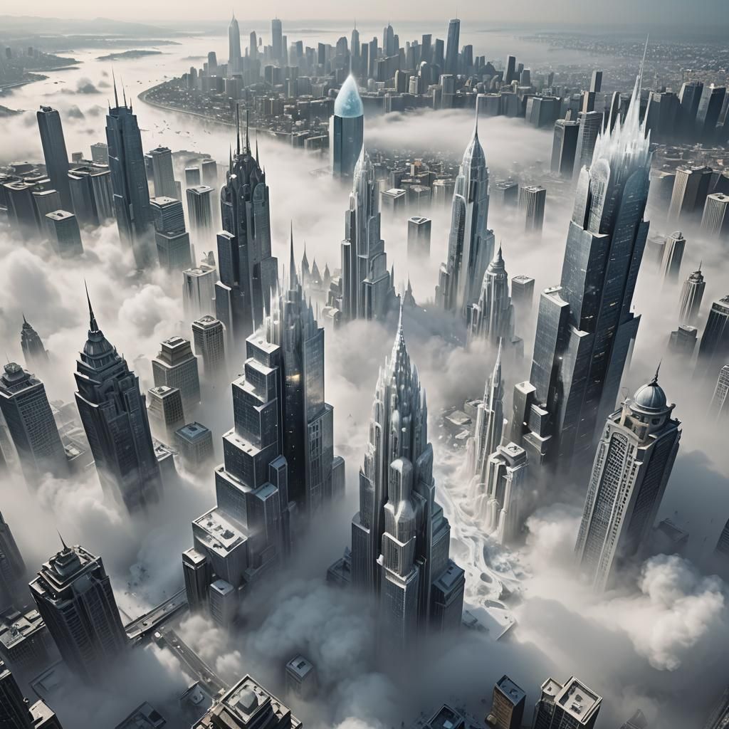 Crystalline Cityscape in Dreamlike Digital Art