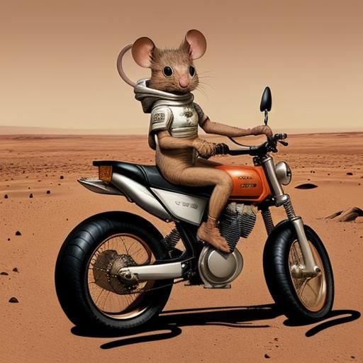 Mice on Mars Riding Motorbikes