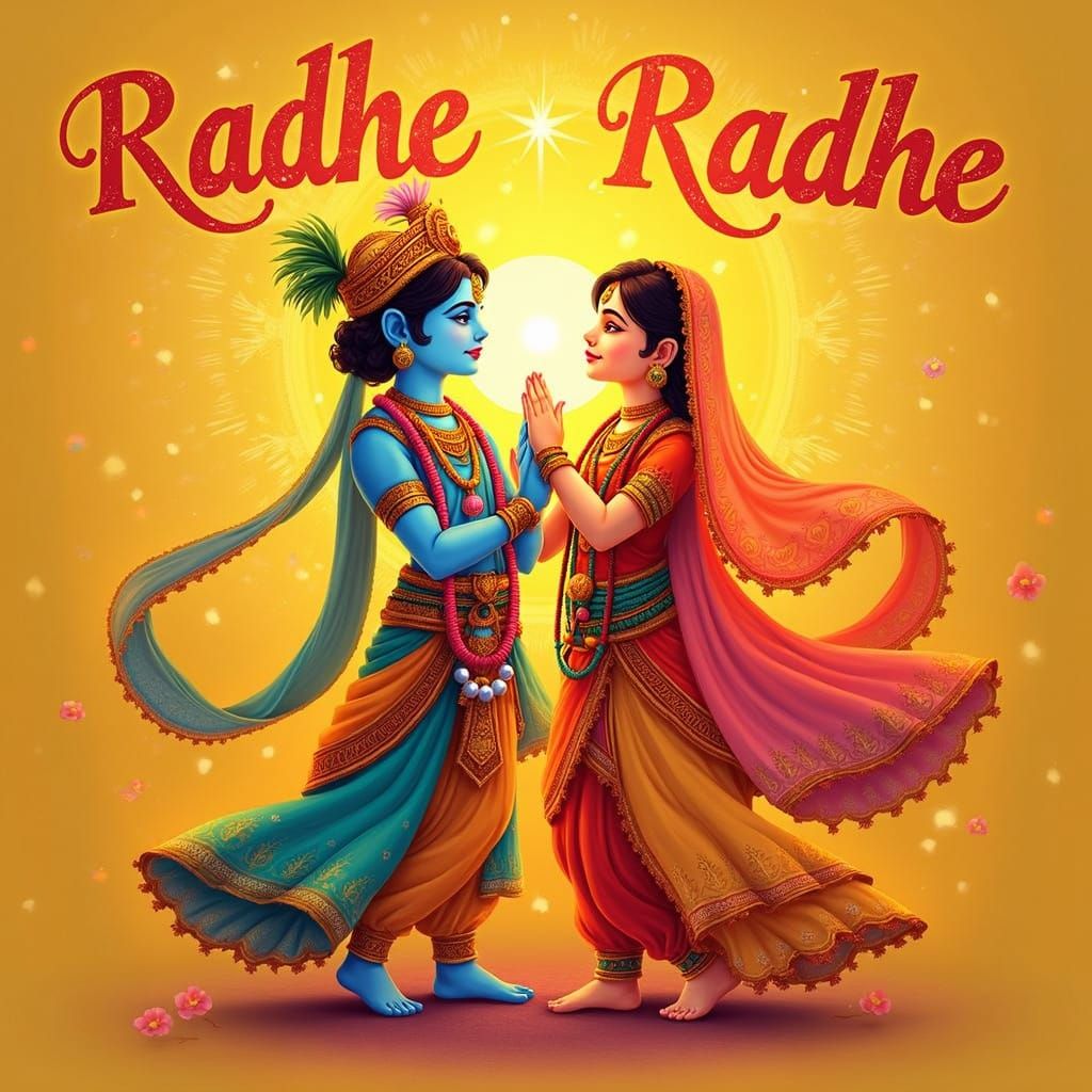 Blissful Radhe Krishna Ji in Divine Garden