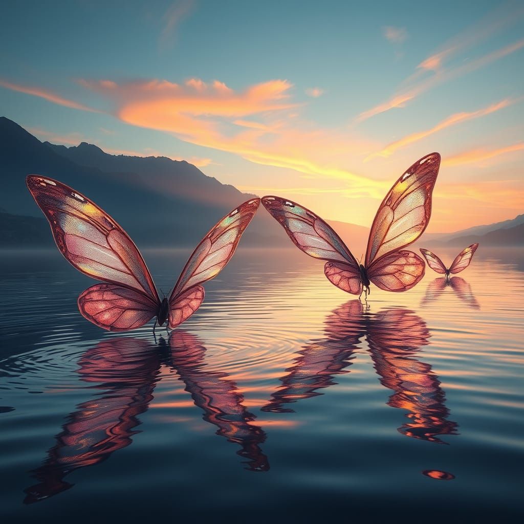 Dawn's Crystal Awakening: Iridescent Winged Beasts Rise from...