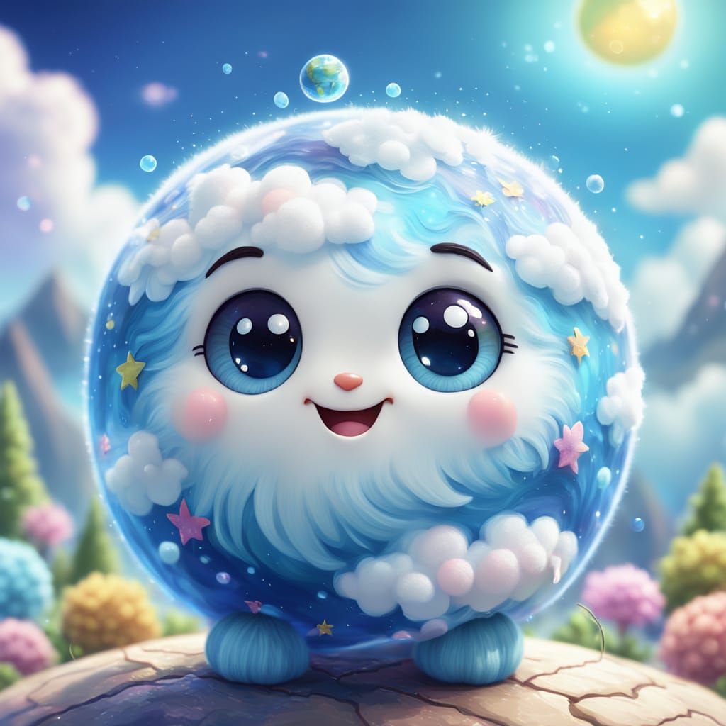 Kawaii Planet Earth Character Design in Pastel Colors