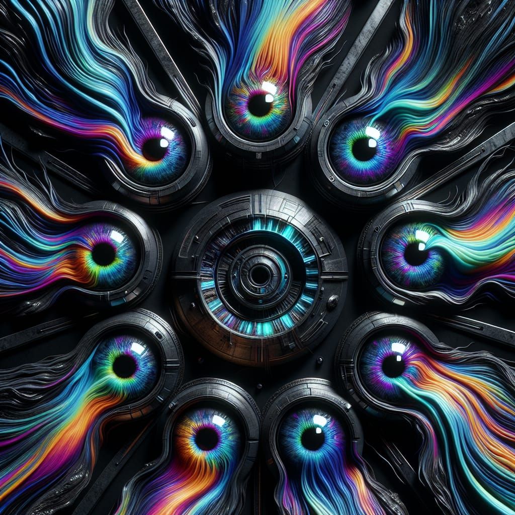 Psychedelic Metal Album Cover: Nine Melting Eyes
