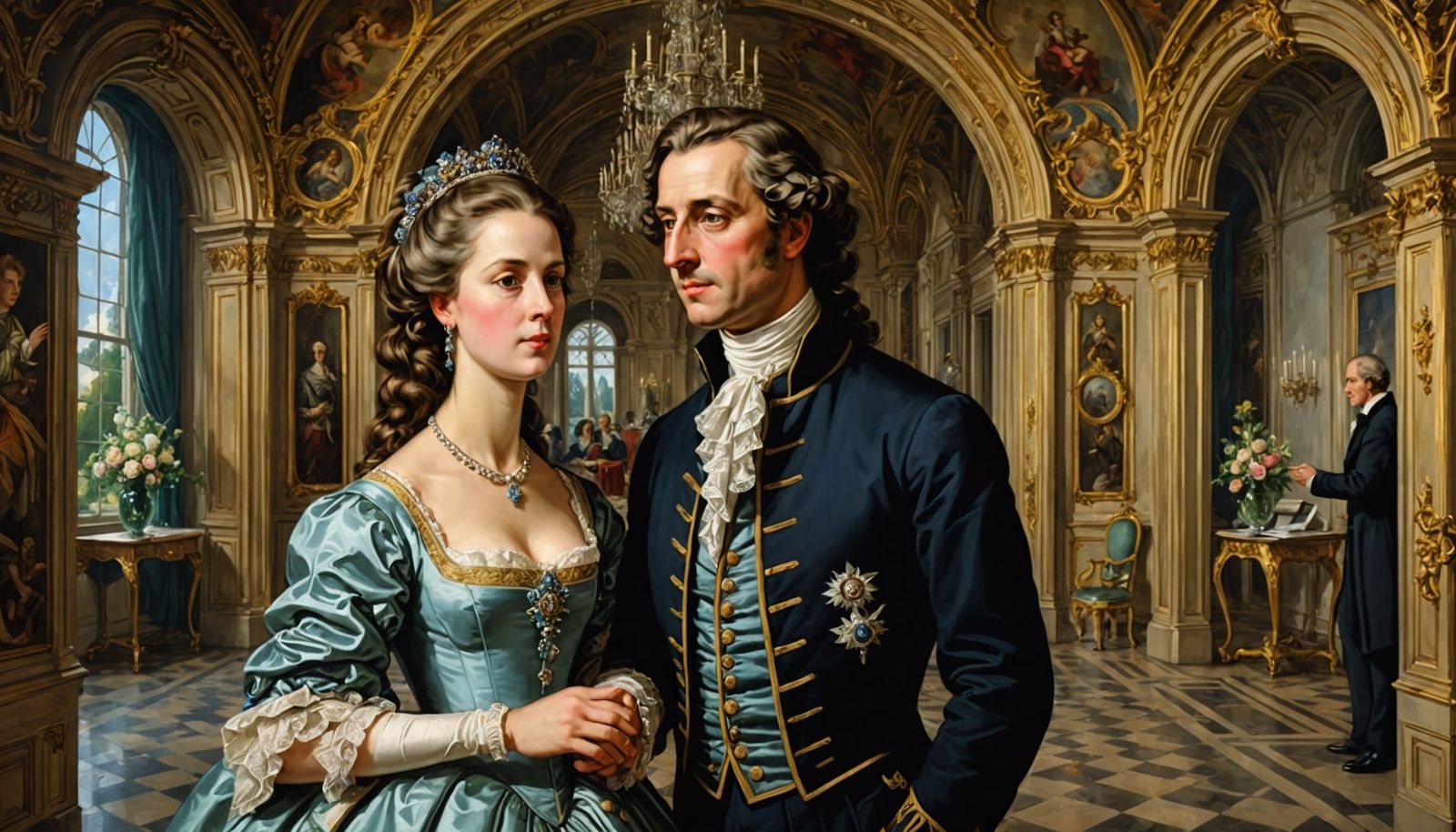 Devonian Deity and Luminary with Jesters in Versailles Style