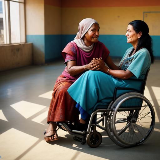 Foundation Worker Assists Person with Disability