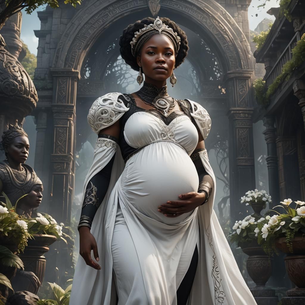 Pregnant Woman in Detailed Matte Painting Style