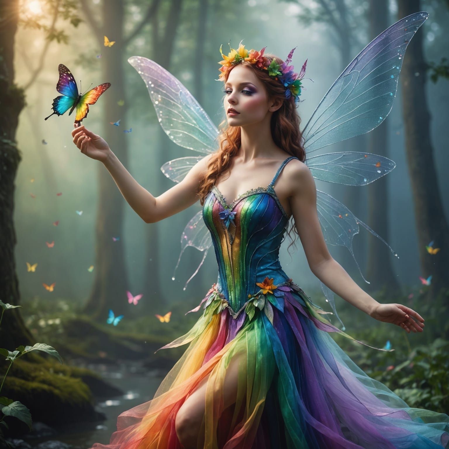Rainbow Fairy in Dreamlike Atmosphere