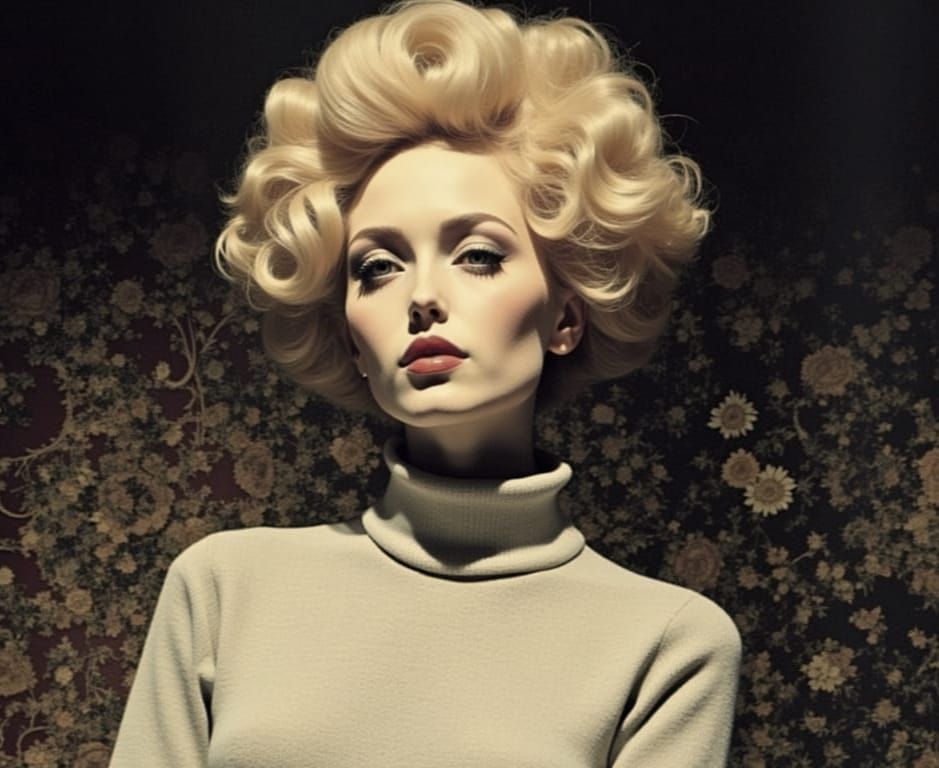 Haute Couture Model in 1970s Elegance