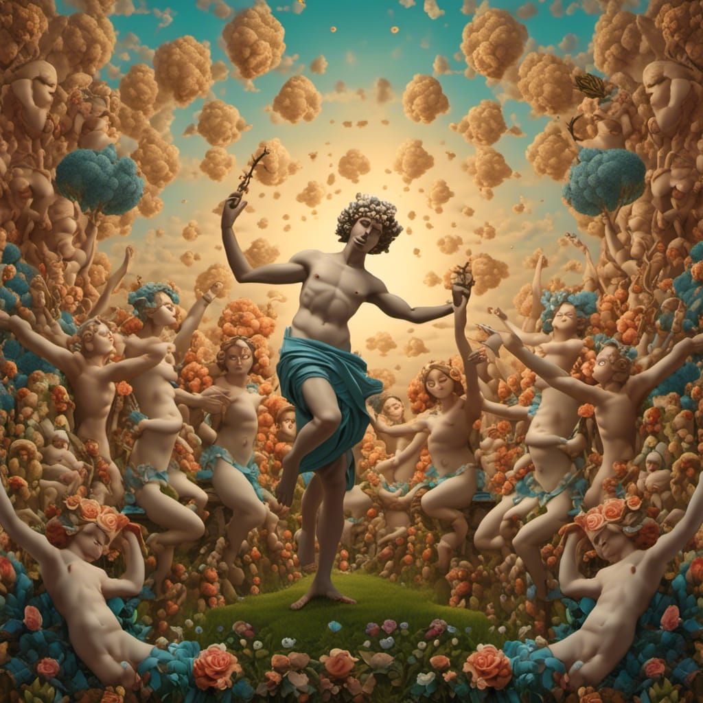 Pan Dancing in Field: Surreal Paper Craft