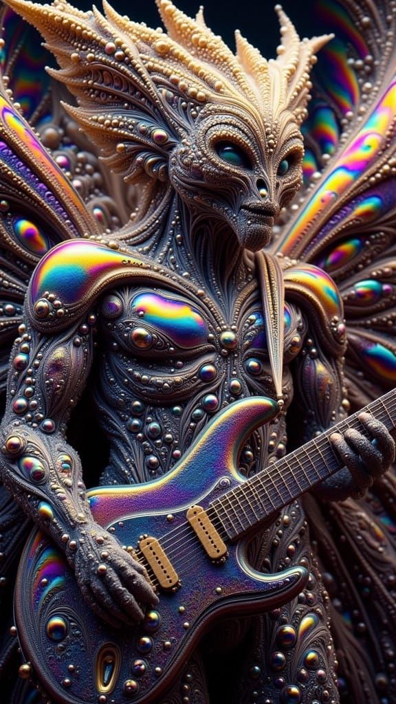 Whimsical Rainbow Winged Hybrid Creature with Gold Crown-Hal...