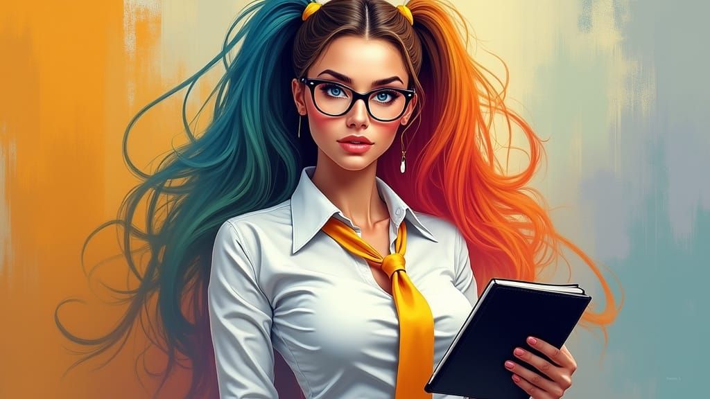 Confident Fitness Model in Vibrant Digital Painting