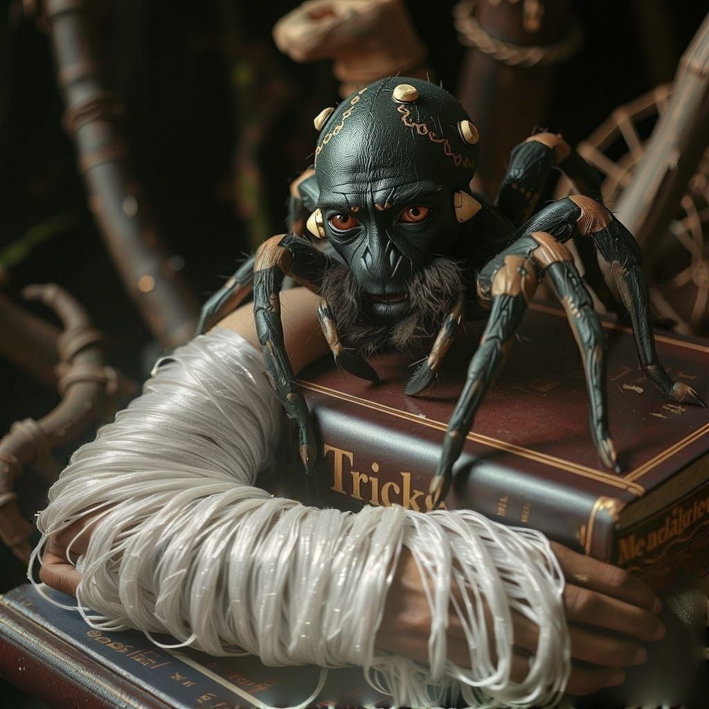 Web-Cocooned Arm Hugging Book: Macabre West African Art