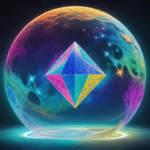 Prismatic Beach: Holographic Astral Cosmic Illustration