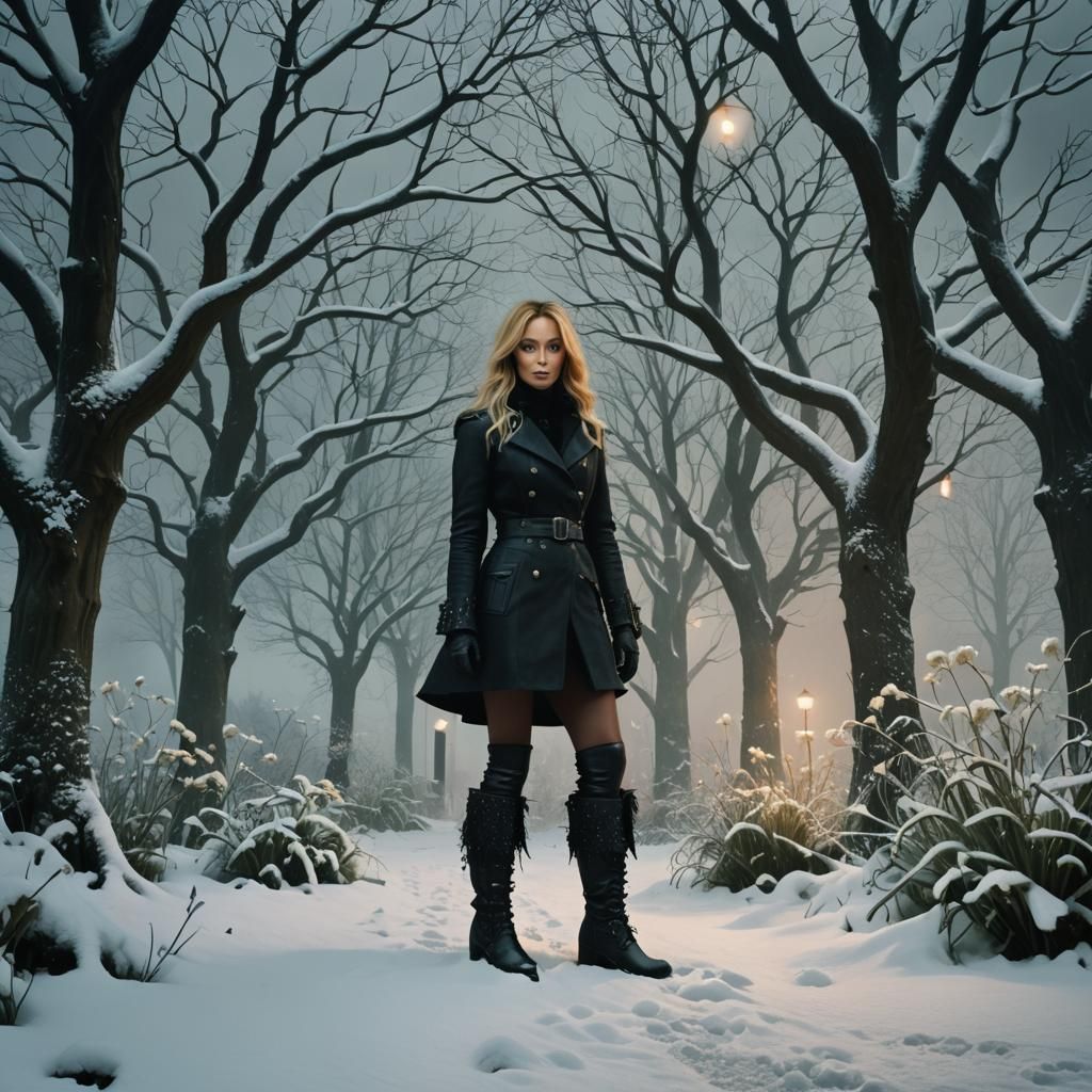 Poison Garden in Snowstorm: Dark Fantasy Art