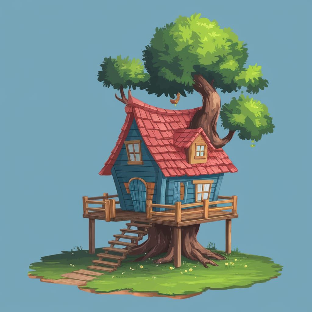 Whimsical Treehouse in Nature